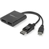 StarTech.com - Hub MST de 2 Puertos DisplayPort 1.2 - Divisor Splitter DP de 2 Monitores - Adaptador DP a 2x DisplayPort 4K 30Hz