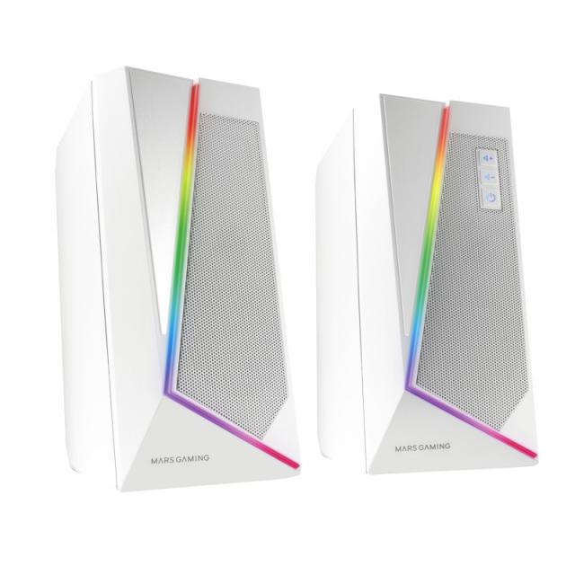 Mars Gaming - ALTAVOCES 2.0 BLUETOOTH 5.0 MS7 WHITE 20W RMS ILUMINACION RGB DINAMICO PROCESADOR DSP