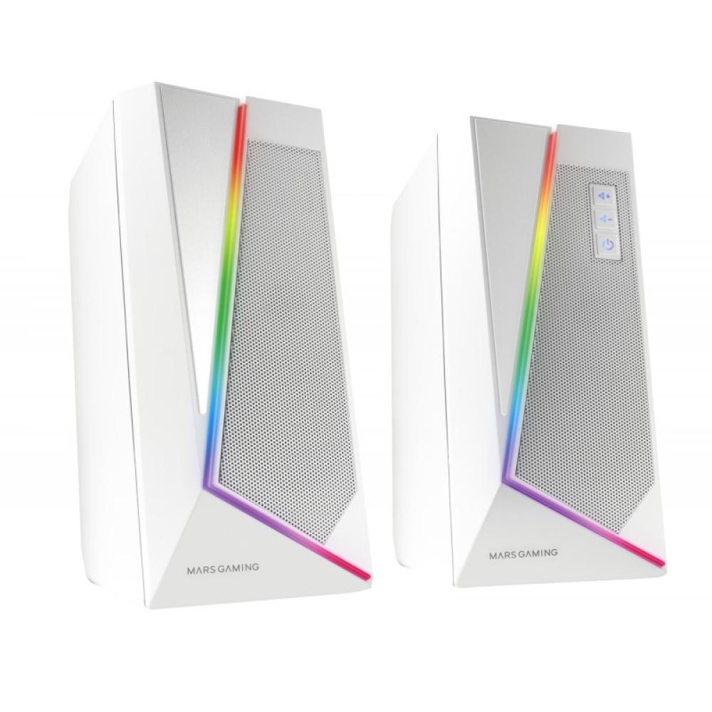 Mars Gaming - ALTAVOCES 2.0 BLUETOOTH 5.0 MS7 WHITE 20W RMS ILUMINACION RGB DINAMICO PROCESADOR DSP