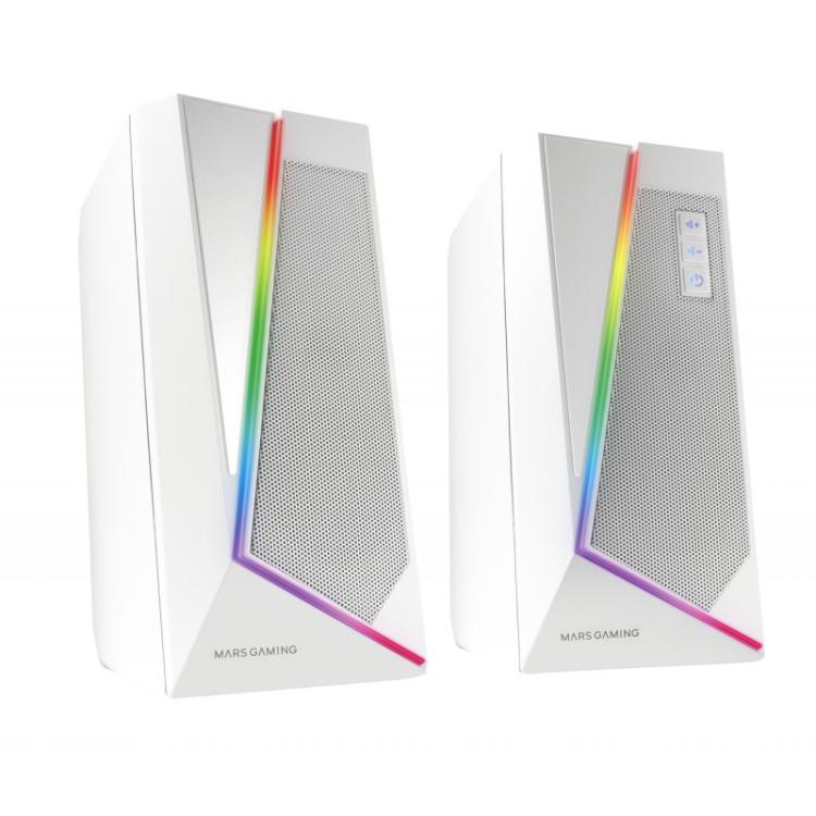 Mars Gaming - ALTAVOCES 2.0 BLUETOOTH 5.0 MS7 WHITE 20W RMS ILUMINACION RGB DINAMICO PROCESADOR DSP