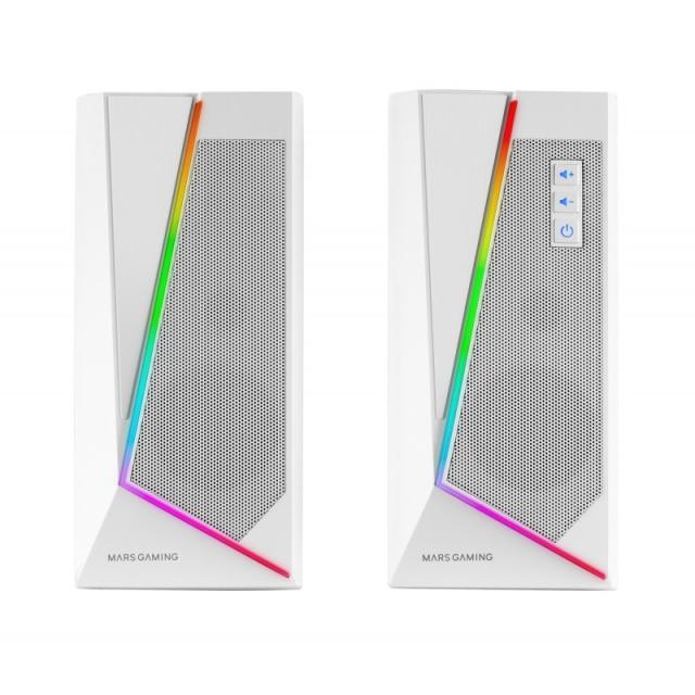 Mars Gaming - ALTAVOCES 2.0 BLUETOOTH 5.0 MS7 WHITE 20W RMS ILUMINACION RGB DINAMICO PROCESADOR DSP