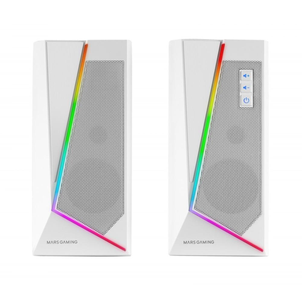 Mars Gaming - ALTAVOCES 2.0 BLUETOOTH 5.0 MS7 WHITE 20W RMS ILUMINACION RGB DINAMICO PROCESADOR DSP