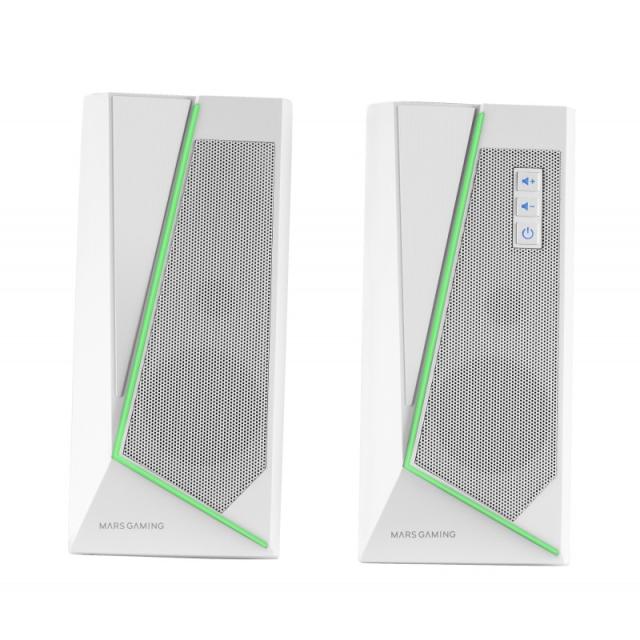 Mars Gaming - ALTAVOCES 2.0 BLUETOOTH 5.0 MS7 WHITE 20W RMS ILUMINACION RGB DINAMICO PROCESADOR DSP