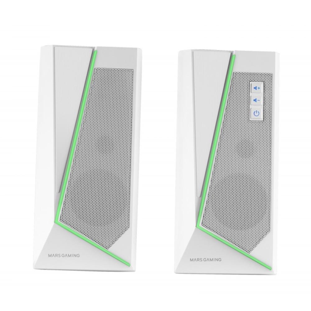 Mars Gaming - ALTAVOCES 2.0 BLUETOOTH 5.0 MS7 WHITE 20W RMS ILUMINACION RGB DINAMICO PROCESADOR DSP