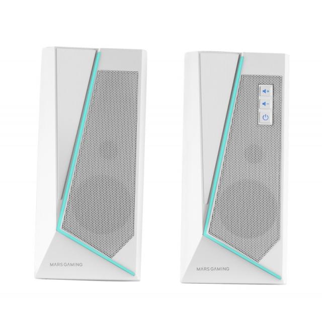 Mars Gaming - ALTAVOCES 2.0 BLUETOOTH 5.0 MS7 WHITE 20W RMS ILUMINACION RGB DINAMICO PROCESADOR DSP