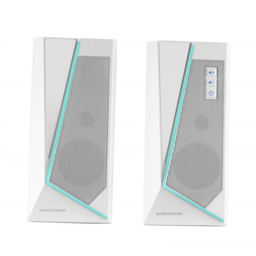 Mars Gaming - ALTAVOCES 2.0 BLUETOOTH 5.0 MS7 WHITE 20W RMS ILUMINACION RGB DINAMICO PROCESADOR DSP