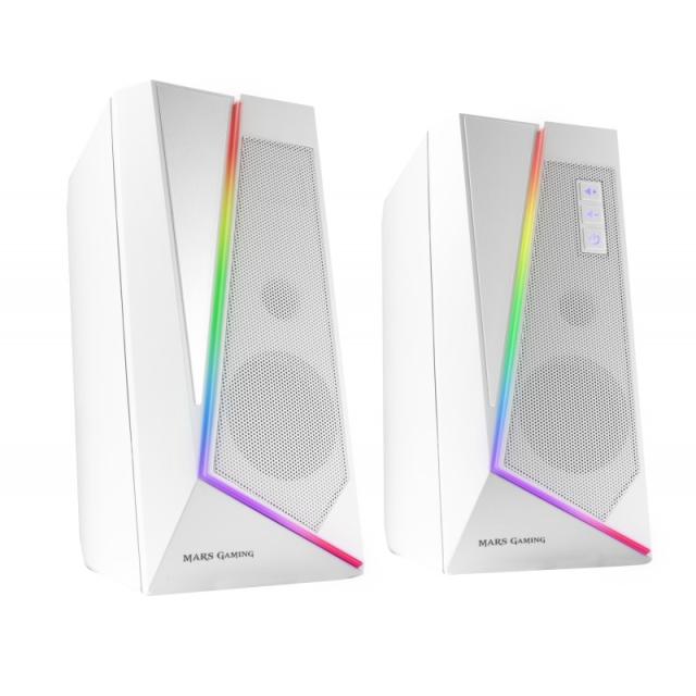 Mars Gaming - ALTAVOCES 2.0 BLUETOOTH 5.0 MS7 WHITE 20W RMS ILUMINACION RGB DINAMICO PROCESADOR DSP