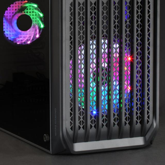 Mars Gaming - MC-S2, Caja PC Compacta Gaming Micro-ATX, 2 Ventiladores FRGB Raibow con Rejilla Frontal, Ventana Lateral C - MCS2