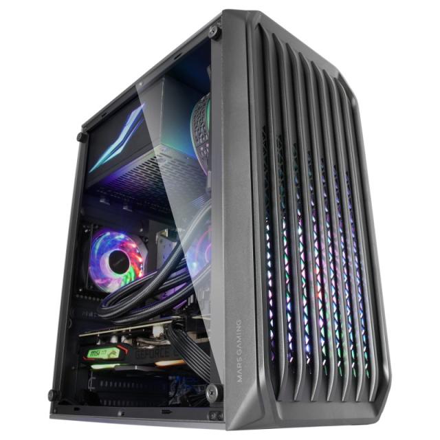 Mars Gaming - MC-S2, Caja PC Compacta Gaming Micro-ATX, 2 Ventiladores FRGB Raibow con Rejilla Frontal, Ventana Lateral C - MCS2