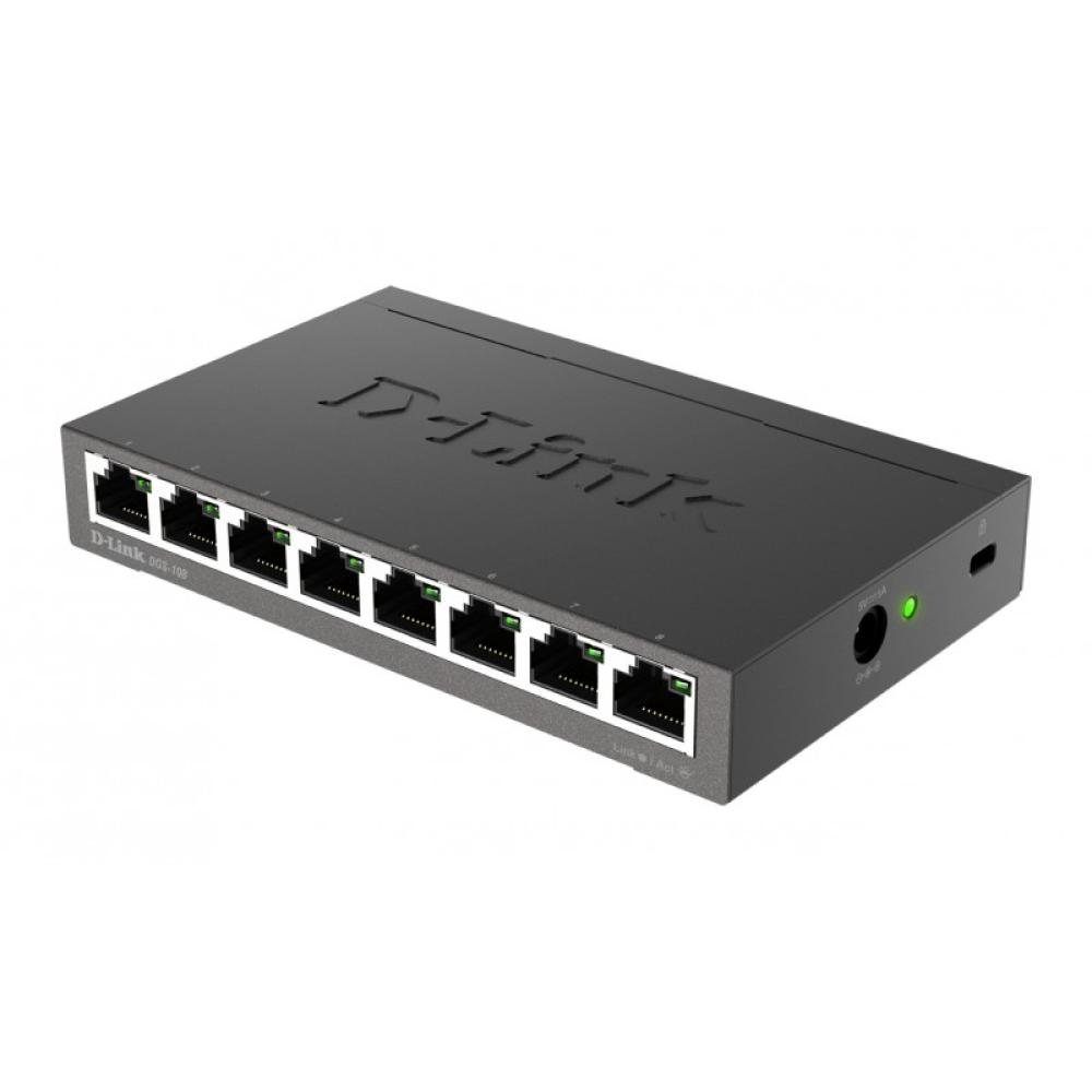 D-Link - DGS-108 switch No administrado L2 Gigabit Ethernet (10/100/1000) Escritorio Negro