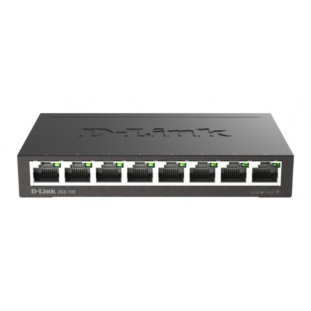 D-Link - DGS-108 switch No administrado L2 Gigabit Ethernet (10/100/1000) Escritorio Negro