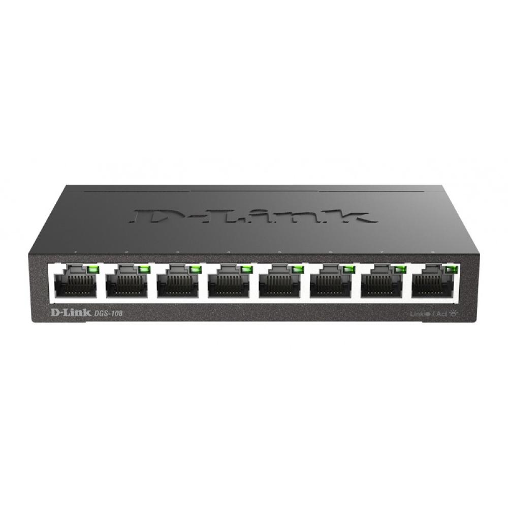 D-Link - DGS-108 switch No administrado L2 Gigabit Ethernet (10/100/1000) Escritorio Negro