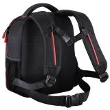 Hama - Mochila para equipo fotográfico, Funda tipo mochila para cámara réflex, compartimientos extraíbles, color negro y rojo