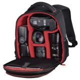 Hama - Mochila para equipo fotográfico, Funda tipo mochila para cámara réflex, compartimientos extraíbles, color negro y rojo