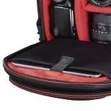 Hama - Mochila para equipo fotográfico, Funda tipo mochila para cámara réflex, compartimientos extraíbles, color negro y rojo