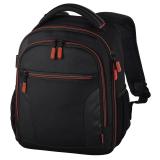 Hama - Mochila para equipo fotográfico, Funda tipo mochila para cámara réflex, compartimientos extraíbles, color negro y rojo