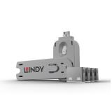 Lindy - 40454 bloqueador de puerto Bloqueador de puerto + clave USB tipo A Blanco Acrilonitrilo butadieno estireno (ABS) 5 pieza