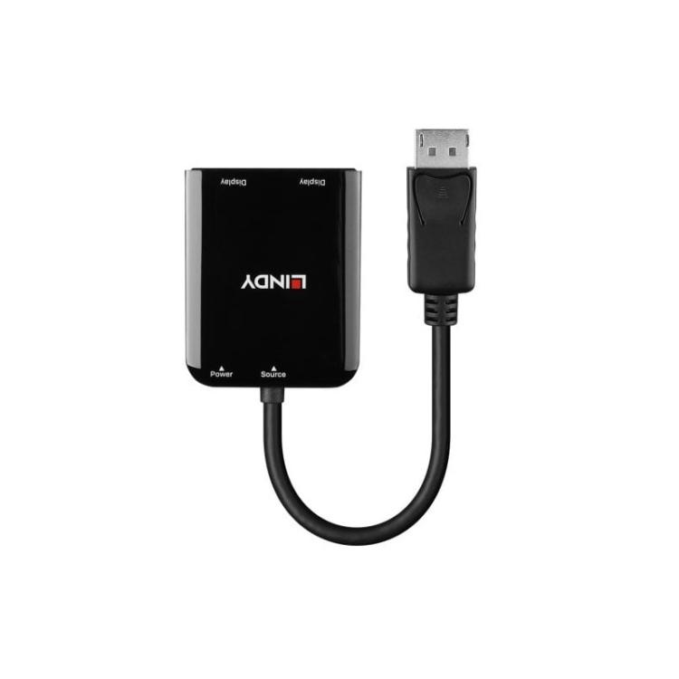 Lindy - 38433 adaptador de cable de vídeo DisplayPort 2 x HDMI