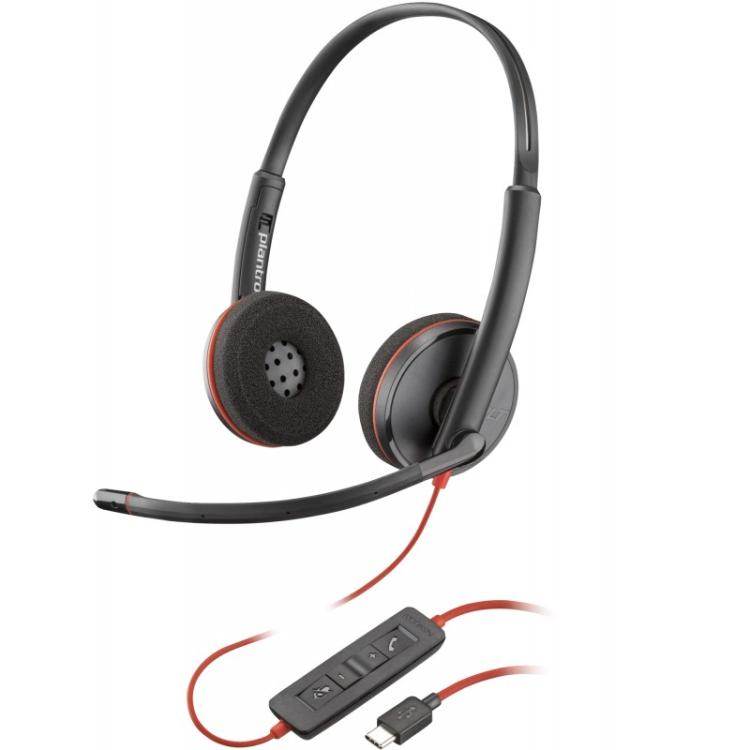 HP Poly - Auriculares Poly Blackwire 3220 estéreo USB-C + adaptador USB-C/A (paquete)