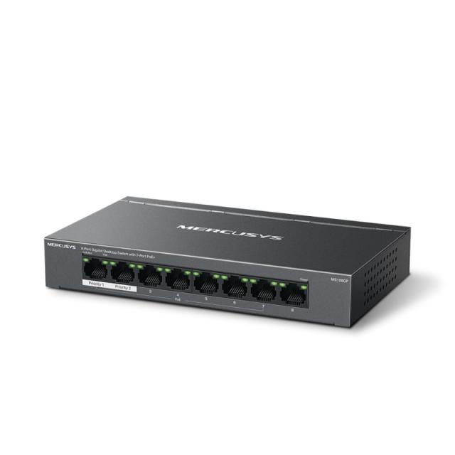 Mercusys - MS108GP switch Gestionado Gigabit Ethernet (10/100/1000) Energía sobre Ethernet (PoE) Negro