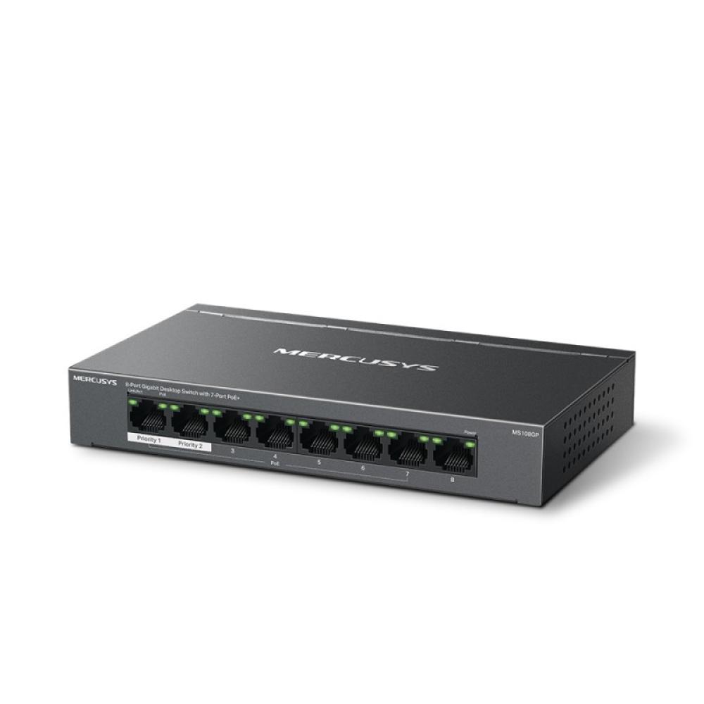 Mercusys - MS108GP switch Gestionado Gigabit Ethernet (10/100/1000) Energía sobre Ethernet (PoE) Negro
