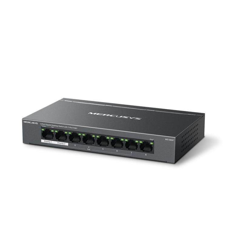 Mercusys - MS108GP switch Gestionado Gigabit Ethernet (10/100/1000) Energía sobre Ethernet (PoE) Negro