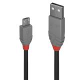 Lindy - 36731 cable USB USB 2.0 0,5 m USB A Micro-USB B Negro, Gris
