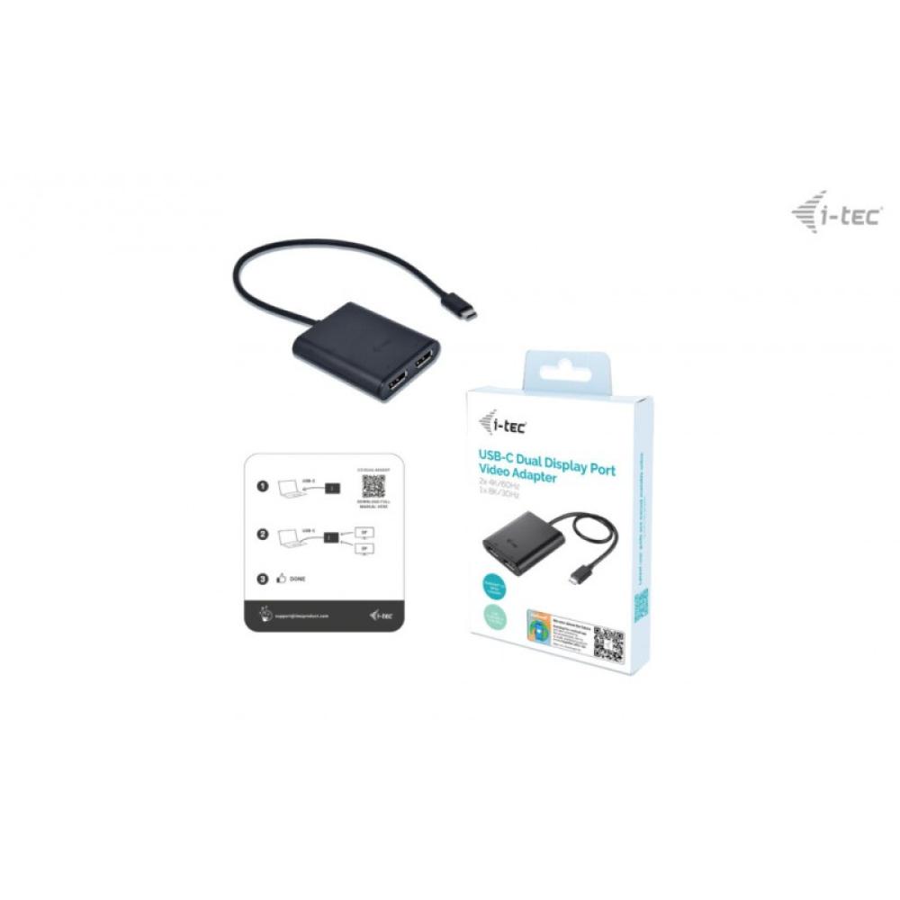 i-tec - USB-C Dual 4K/60Hz (single 8K/30Hz) DP Video Adapter