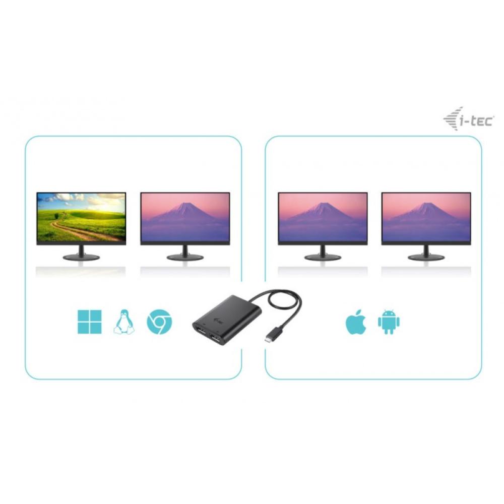 i-tec - USB-C Dual 4K/60Hz (single 8K/30Hz) DP Video Adapter