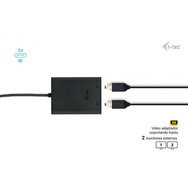 i-tec - USB-C Dual 4K/60Hz (single 8K/30Hz) DP Video Adapter