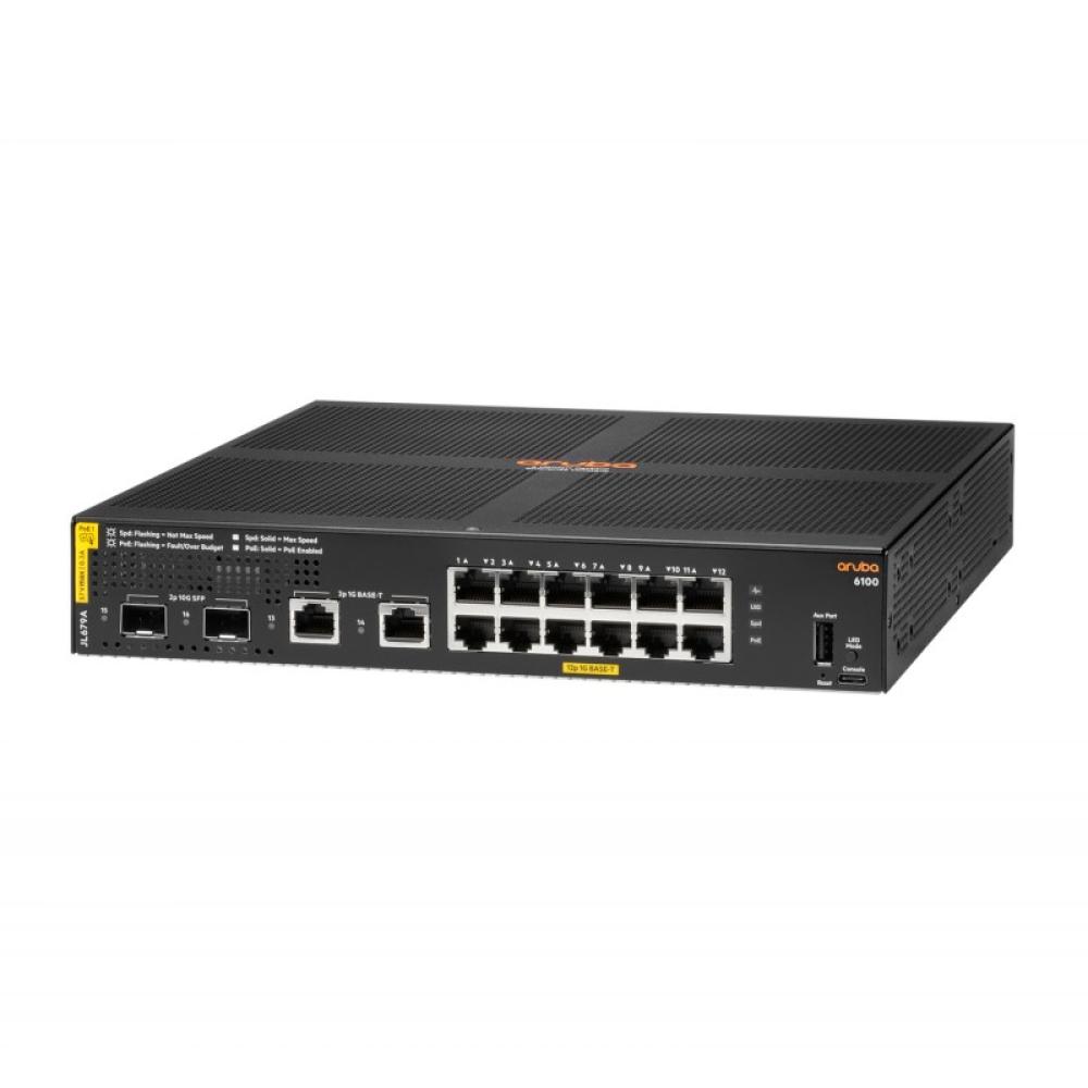 HPE - Aruba Networking 6100 12G Class4 PoE 2G/2SFP+ 139W Gestionado L3 Gigabit Ethernet (10/100/1000) Energía sobre Ethernet (Po