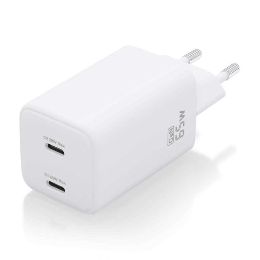AISENS - Cargador Gan 65W, 2xUSB-C PD3.0 QD4.0, Blanco