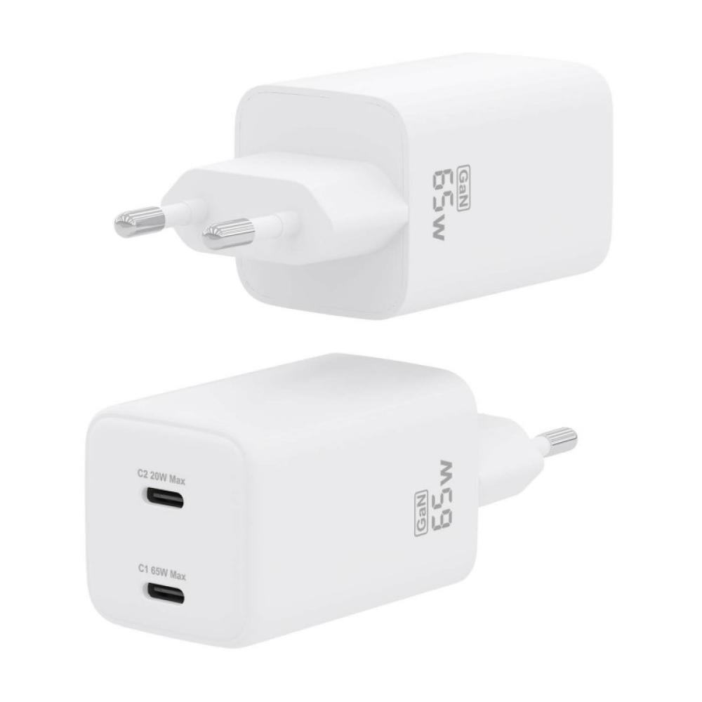 AISENS - Cargador Gan 65W, 2xUSB-C PD3.0 QD4.0, Blanco