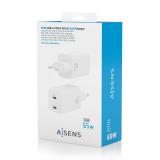 AISENS - Cargador Gan 65W, 2xUSB-C PD3.0 QD4.0, Blanco