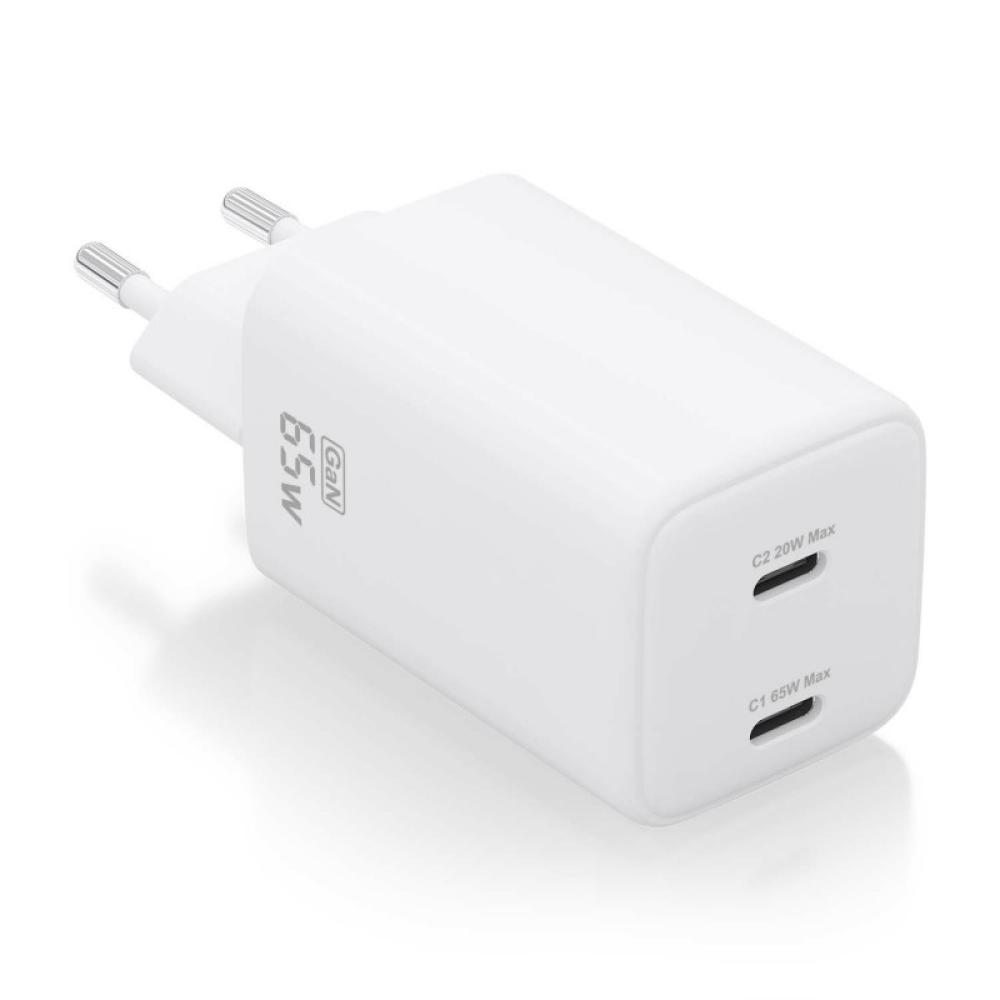 AISENS - Cargador Gan 65W, 2xUSB-C PD3.0 QD4.0, Blanco
