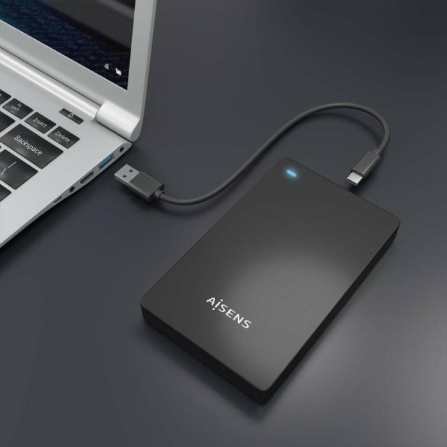AISENS - Caja Externa 2.5? 9.5mm SATA a USB-C USB3.1 Gen1, Negra