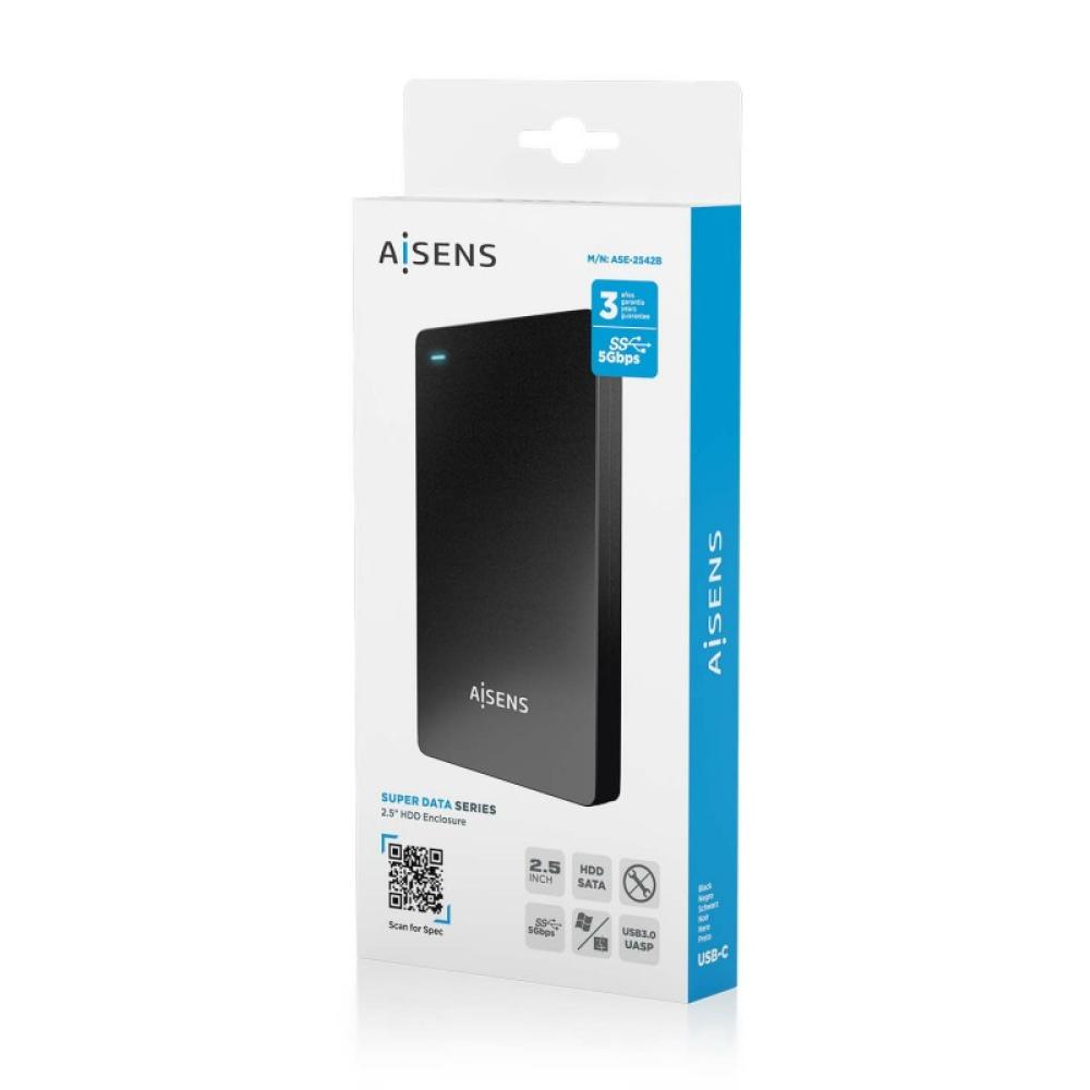 AISENS - Caja Externa 2.5? 9.5mm SATA a USB-C USB3.1 Gen1, Negra