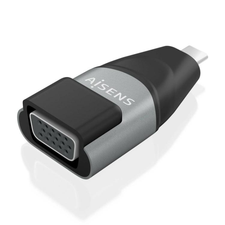 AISENS - Adaptador Conversor Aluminio USB-C a VGA, USB-C/M-HDB15/H, Gris