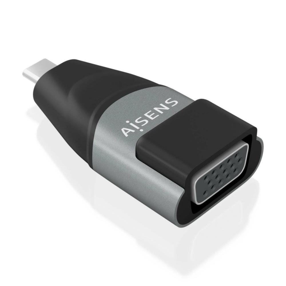 AISENS - Adaptador Conversor Aluminio USB-C a VGA, USB-C/M-HDB15/H, Gris