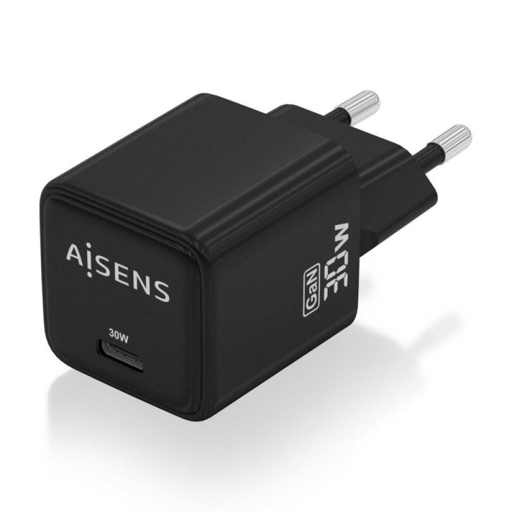 AISENS - Cargador Gan 30W, 1xUSB-C PD3.0 QD4.0, Negro - ASCH-30W1P036-BK