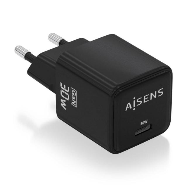 AISENS - Cargador Gan 30W, 1xUSB-C PD3.0 QD4.0, Negro - ASCH-30W1P036-BK