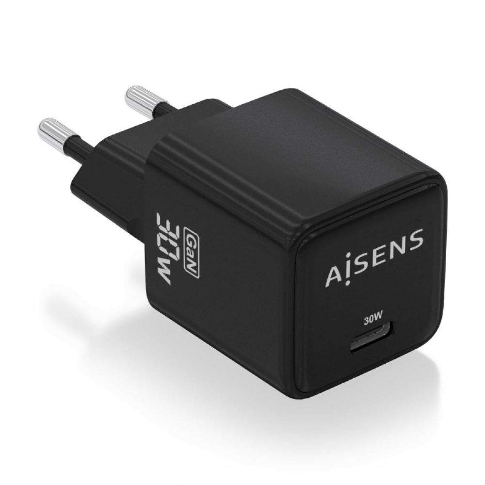 AISENS - Cargador Gan 30W, 1xUSB-C PD3.0 QD4.0, Negro - ASCH-30W1P036-BK