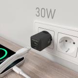 AISENS - Cargador Gan 30W, 1xUSB-C PD3.0 QC4.0, 1xUSB-A QC3.0, Negro - ASCH-30W2P038-BK