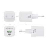 AISENS - Cargador Gan 30W, 1xUSB-C PD3.0 QC4.0, 1xUSB-A QC3.0, Blanco - ASCH-30W2P037-W