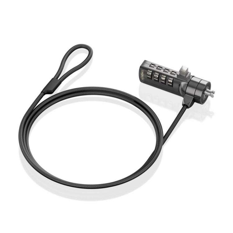 AISENS - Cable de seguridad con cerradura de combinación para Ordenador, Monitor, Portátil 1.5m - ASLK-D40N03-BK