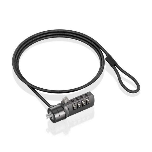 AISENS - Cable de seguridad con cerradura de combinación para Ordenador, Monitor, Portátil 1.5m - ASLK-D40N03-BK