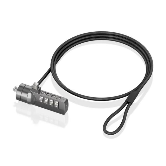 AISENS - Cable de seguridad con cerradura de combinación para Ordenador, Monitor, Portátil 1.5m - ASLK-D40N03-BK