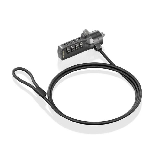 AISENS - Cable de seguridad con cerradura de combinación para Ordenador, Monitor, Portátil 1.5m - ASLK-D40N03-BK