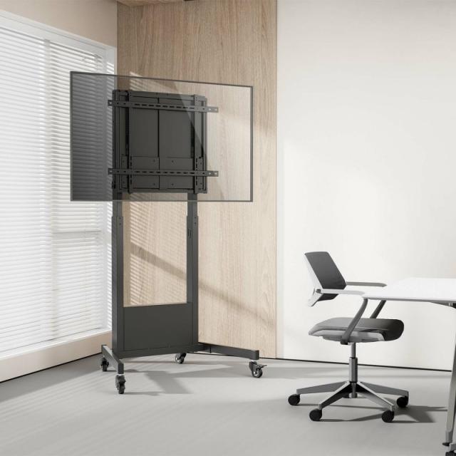 AISENS - Soporte PRO de suelo contrapeso con ruedas para TV 60-90Kg de 60-100, Negro