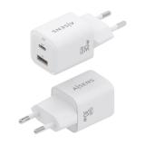 AISENS - Cargador Gan 30W, 1xUSB-C PD3.0 QC4.0, 1xUSB-A QC3.0, Blanco - ASCH-30W2P020-W